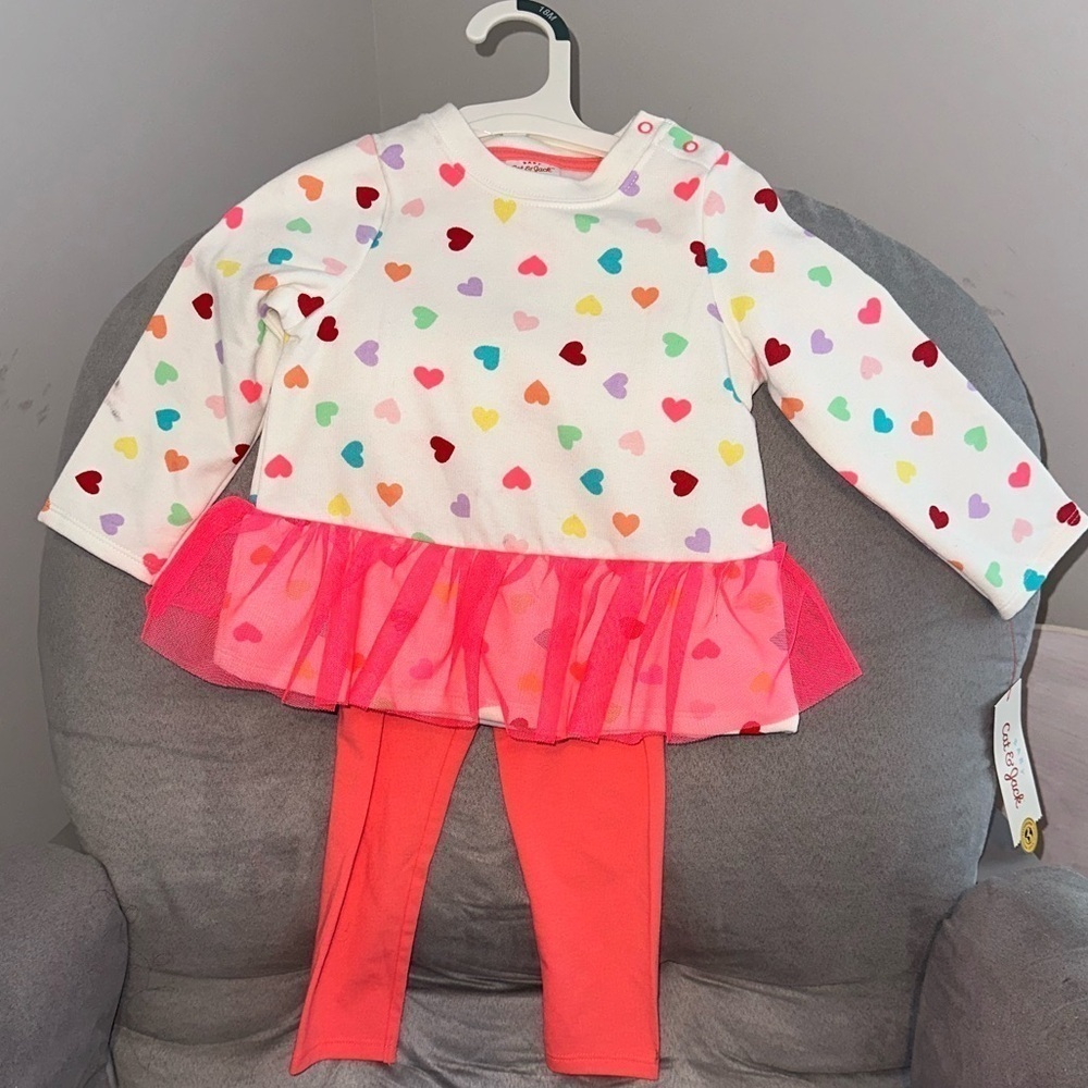 Cat & Jack Infant Girls Heart Top & Legging Set